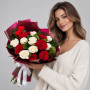 Букет из 15 красных и белых роз — вид 3